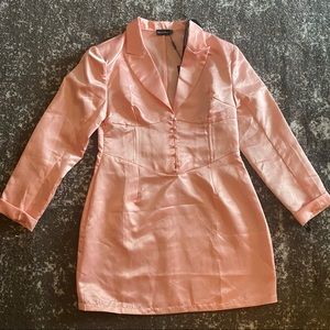PLT Satin button corset blazer dress